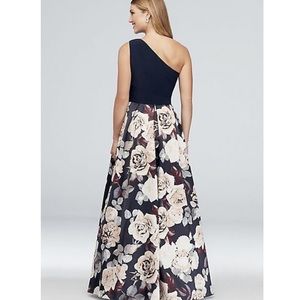 Printed Satin and Jersey One-Shoulder Ball Gown